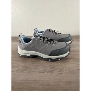 Skechers Trego Gray Blue Comp Toe Safety Shoes Women's Size 7.5 EU 37.5 NWOB